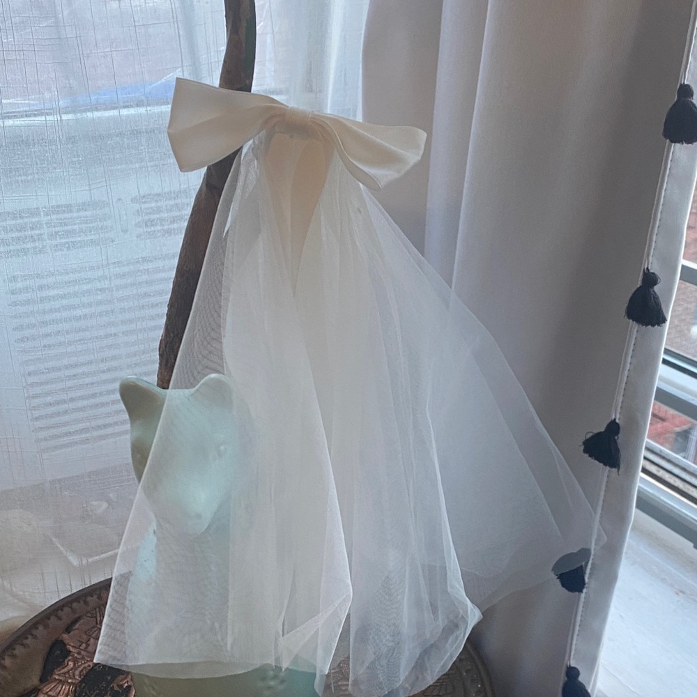 Elegant White Bow Veil